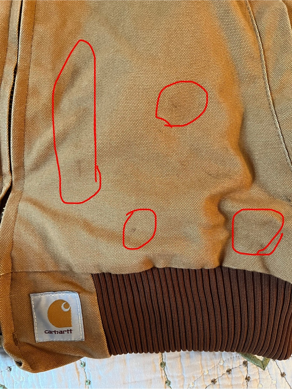 Carhartt Jacket Brown Canvas Red Quilted Lining Western Style Shoulder Yokes USA - Picture 11 of 16